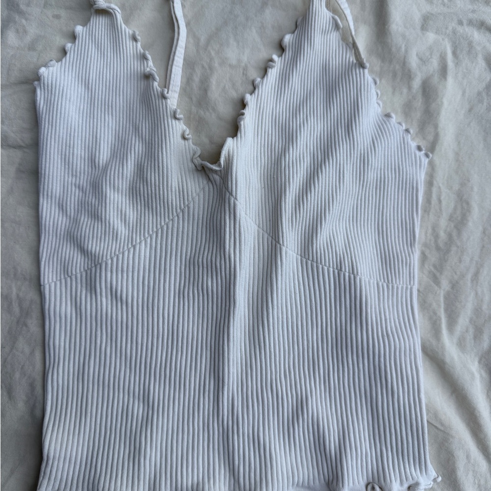 Free People White Ribbed Camisole